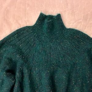 Luxurious Long Mohair/Lurex Teal/Emerald Green Sweater. Size L.